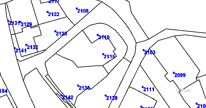 Parcela st. 2115 v KÚ Rohle, Katastrální mapa