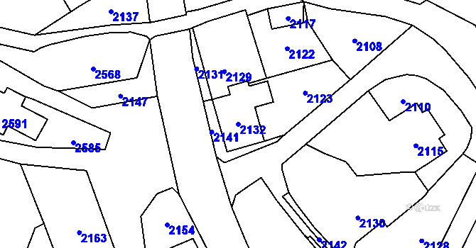 Parcela st. 2132 v KÚ Rohle, Katastrální mapa