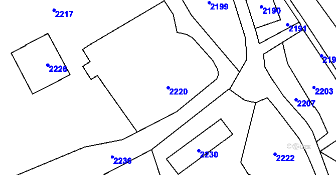 Parcela st. 2220 v KÚ Rohle, Katastrální mapa
