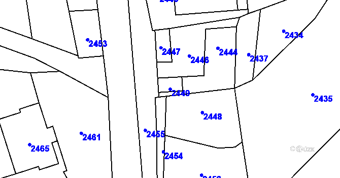 Parcela st. 2449 v KÚ Rohle, Katastrální mapa
