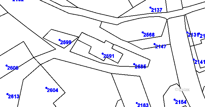 Parcela st. 2591 v KÚ Rohle, Katastrální mapa