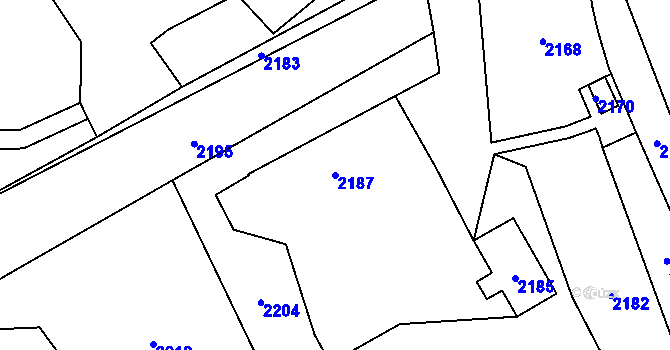 Parcela st. 2187 v KÚ Rohle, Katastrální mapa