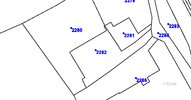 Parcela st. 2282 v KÚ Rohle, Katastrální mapa