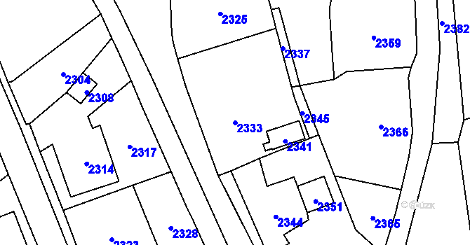 Parcela st. 2333 v KÚ Rohle, Katastrální mapa