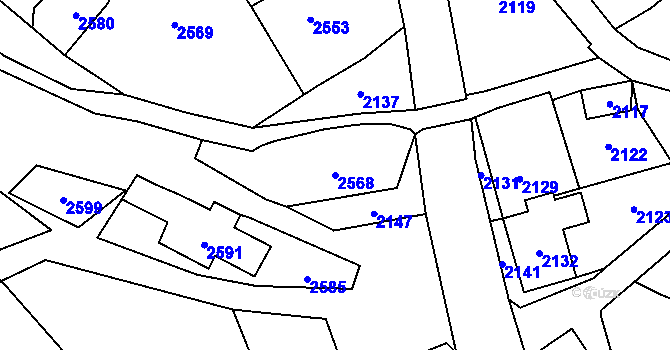 Parcela st. 2568 v KÚ Rohle, Katastrální mapa