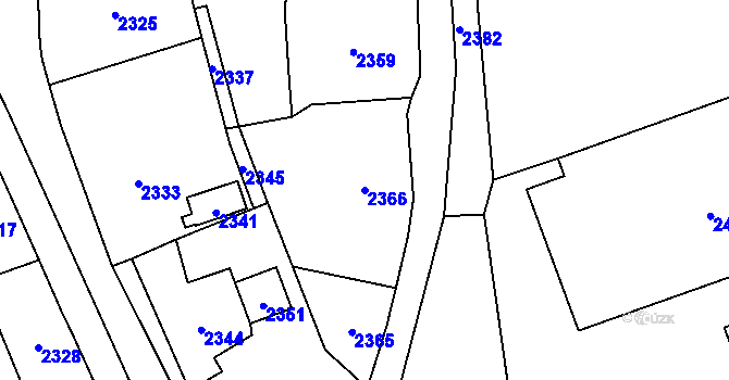 Parcela st. 2366 v KÚ Rohle, Katastrální mapa