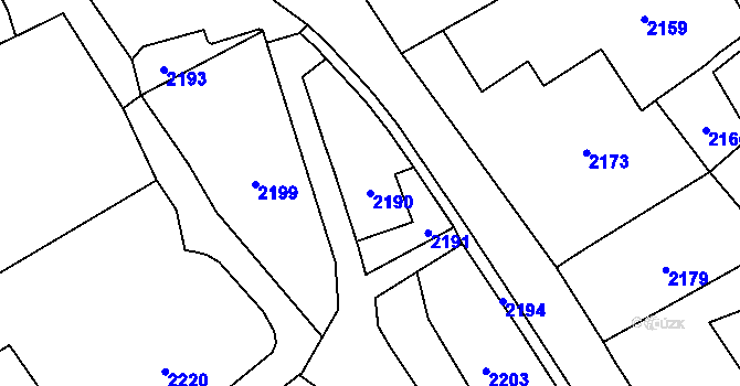 Parcela st. 2190 v KÚ Rohle, Katastrální mapa