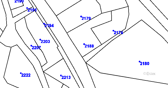 Parcela st. 2188 v KÚ Rohle, Katastrální mapa