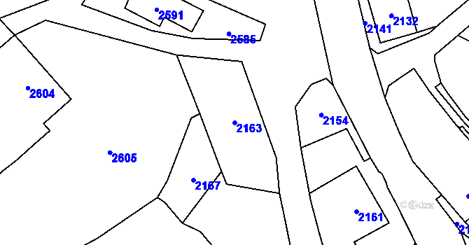 Parcela st. 2163 v KÚ Rohle, Katastrální mapa