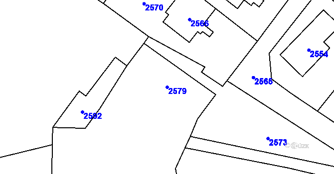 Parcela st. 2579 v KÚ Rohle, Katastrální mapa