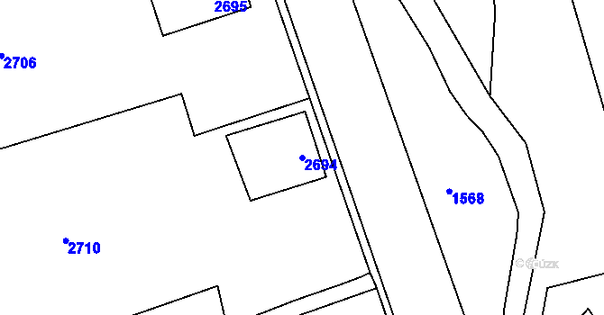 Parcela st. 2694 v KÚ Rohle, Katastrální mapa