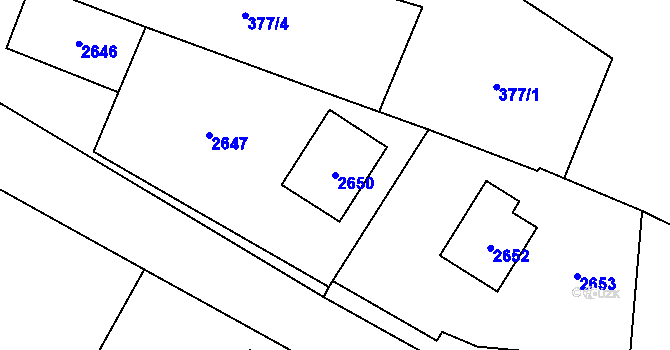 Parcela st. 2650 v KÚ Rohle, Katastrální mapa