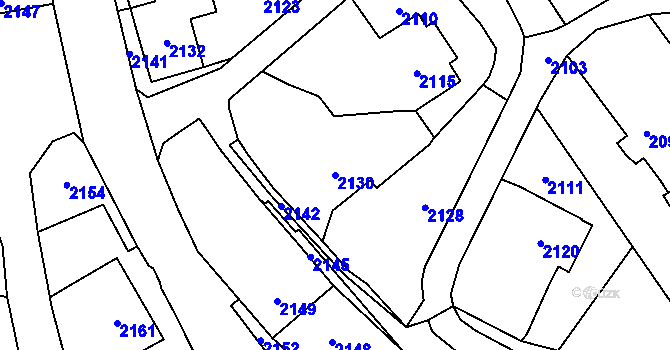 Parcela st. 2130 v KÚ Rohle, Katastrální mapa