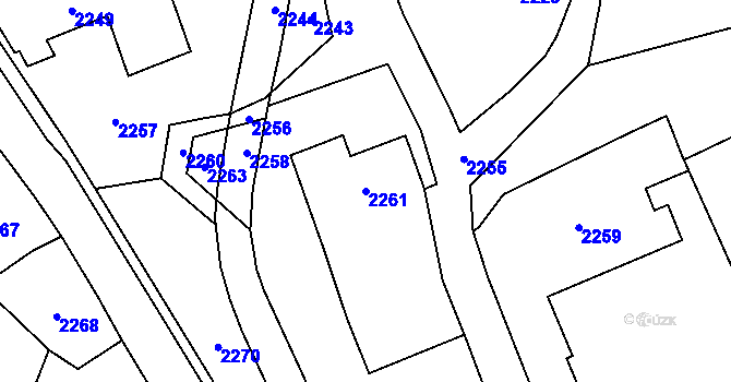 Parcela st. 2261 v KÚ Rohle, Katastrální mapa