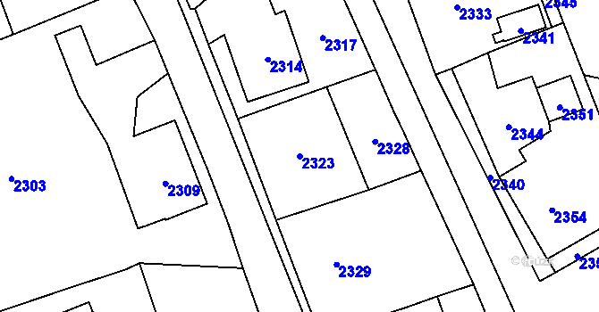 Parcela st. 2323 v KÚ Rohle, Katastrální mapa