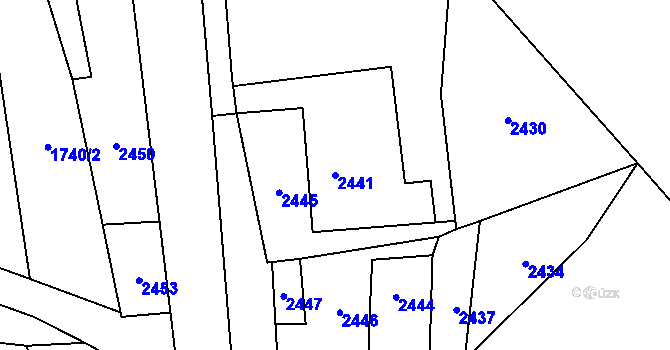 Parcela st. 2441 v KÚ Rohle, Katastrální mapa