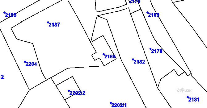 Parcela st. 2185 v KÚ Rohle, Katastrální mapa