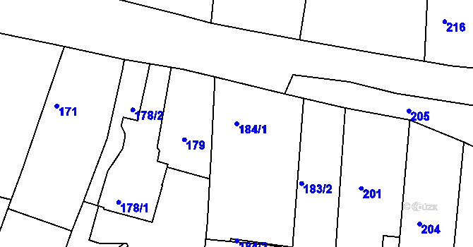Parcela st. 184/1 v KÚ Rohov, Katastrální mapa