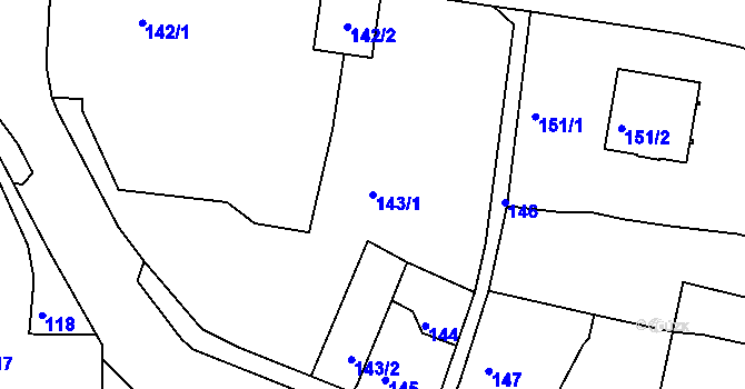 Parcela st. 143/1 v KÚ Rohov, Katastrální mapa