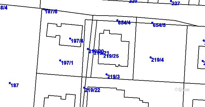 Parcela st. 219/25 v KÚ Rohov, Katastrální mapa