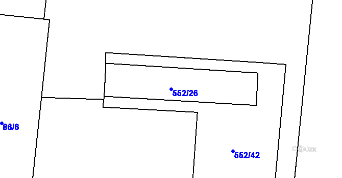 Parcela st. 552/26 v KÚ Rohov, Katastrální mapa
