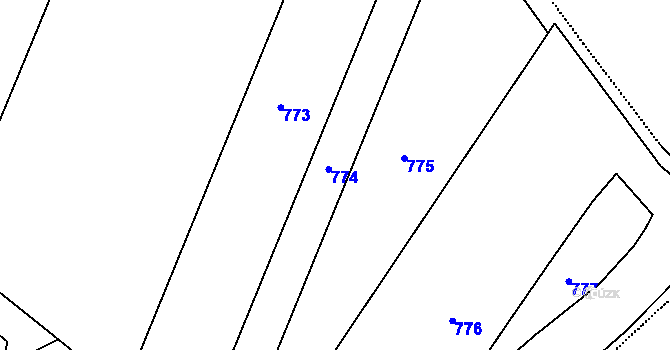 Parcela st. 570/4 v KÚ Rohov, Katastrální mapa