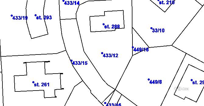 Parcela st. 433/12 v KÚ Rohovládova Bělá, Katastrální mapa