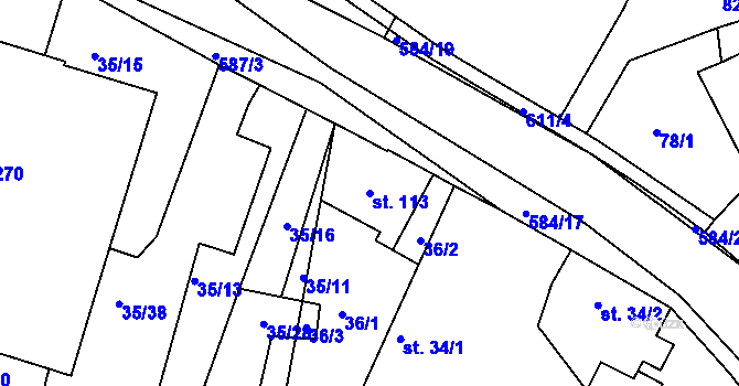 Parcela st. 113 v KÚ Rohovládova Bělá, Katastrální mapa