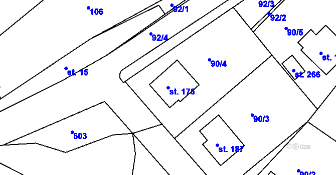 Parcela st. 175 v KÚ Rohovládova Bělá, Katastrální mapa