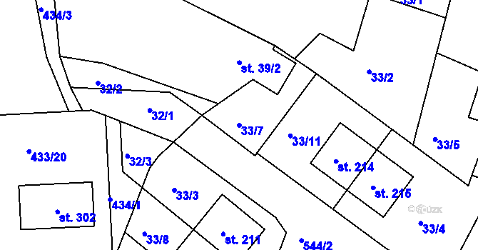 Parcela st. 33/7 v KÚ Rohovládova Bělá, Katastrální mapa