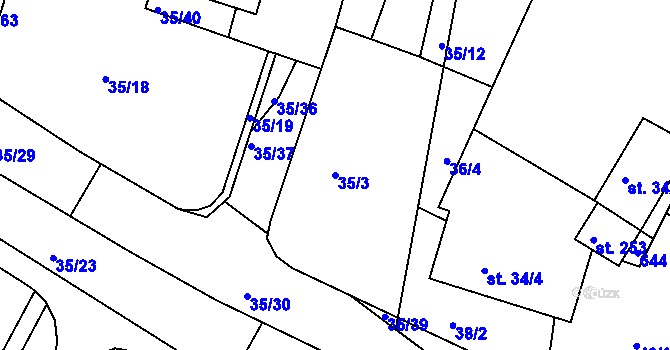 Parcela st. 35/3 v KÚ Rohovládova Bělá, Katastrální mapa