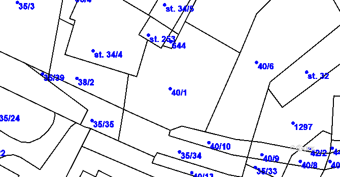 Parcela st. 40/1 v KÚ Rohovládova Bělá, Katastrální mapa