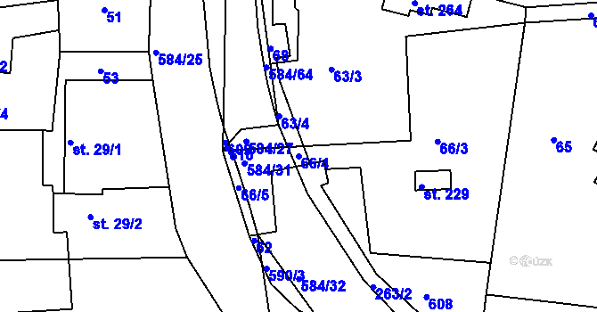 Parcela st. 66/4 v KÚ Rohovládova Bělá, Katastrální mapa