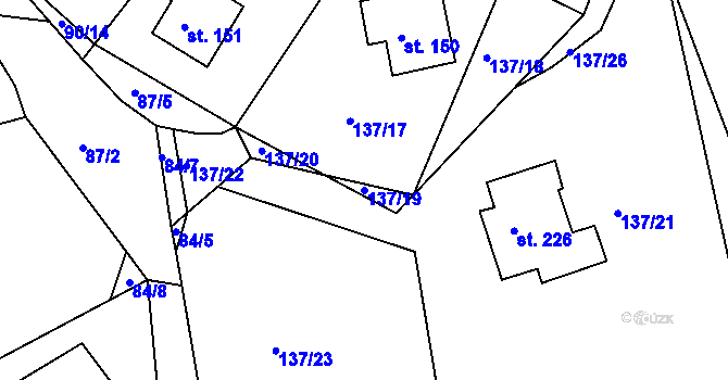 Parcela st. 137/19 v KÚ Rohovládova Bělá, Katastrální mapa