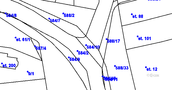 Parcela st. 584/10 v KÚ Rohovládova Bělá, Katastrální mapa