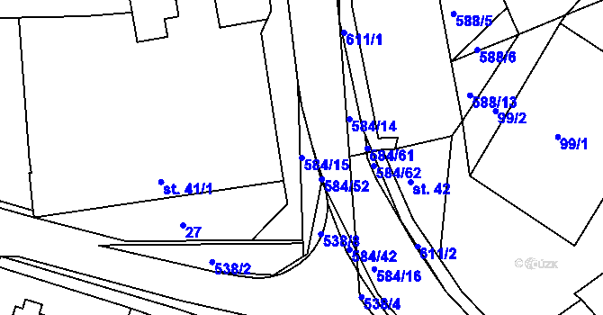 Parcela st. 584/15 v KÚ Rohovládova Bělá, Katastrální mapa