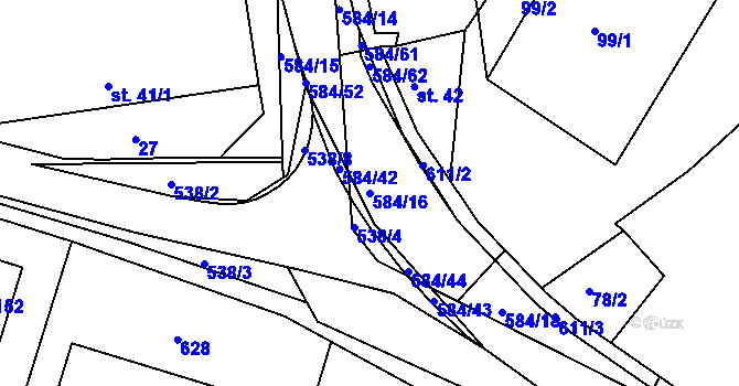Parcela st. 584/16 v KÚ Rohovládova Bělá, Katastrální mapa
