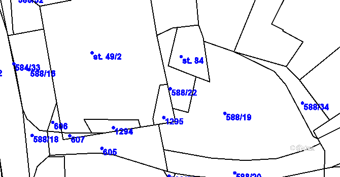 Parcela st. 588/22 v KÚ Rohovládova Bělá, Katastrální mapa