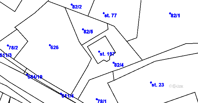 Parcela st. 197 v KÚ Rohovládova Bělá, Katastrální mapa
