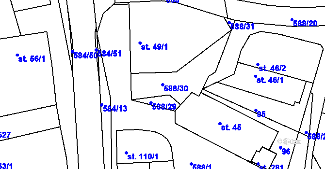 Parcela st. 588/30 v KÚ Rohovládova Bělá, Katastrální mapa