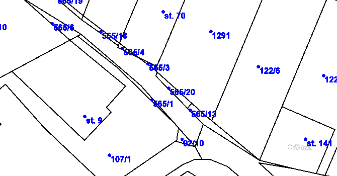 Parcela st. 565/20 v KÚ Rohovládova Bělá, Katastrální mapa