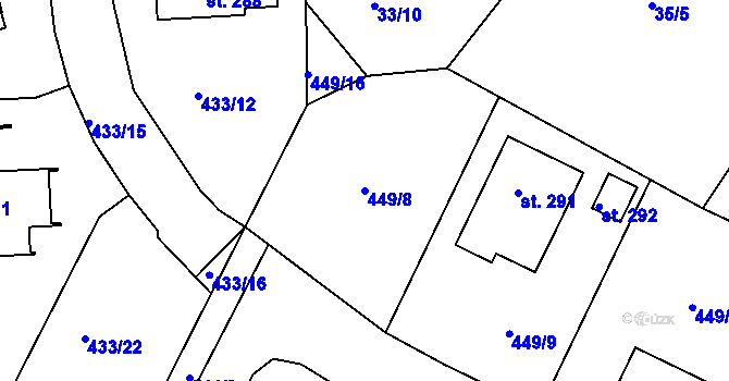 Parcela st. 449/8 v KÚ Rohovládova Bělá, Katastrální mapa
