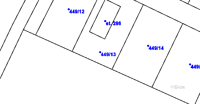 Parcela st. 449/13 v KÚ Rohovládova Bělá, Katastrální mapa