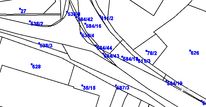 Parcela st. 584/43 v KÚ Rohovládova Bělá, Katastrální mapa