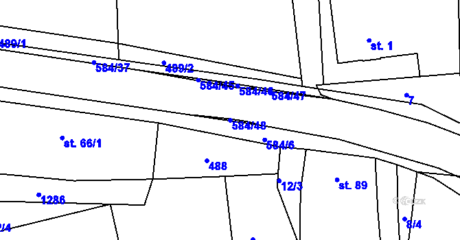 Parcela st. 584/48 v KÚ Rohovládova Bělá, Katastrální mapa