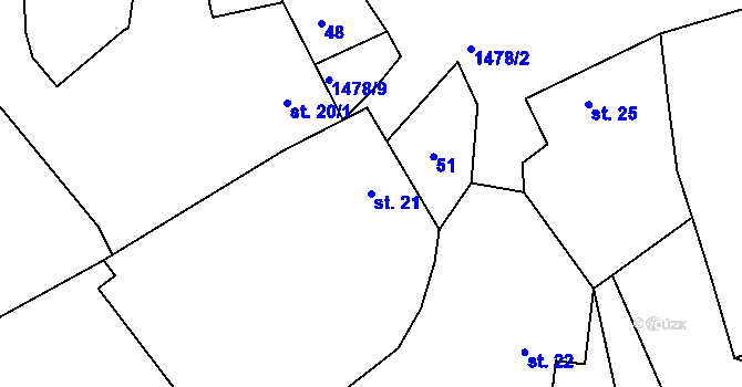 Parcela st. 21 v KÚ Rohozec u Tišnova, Katastrální mapa