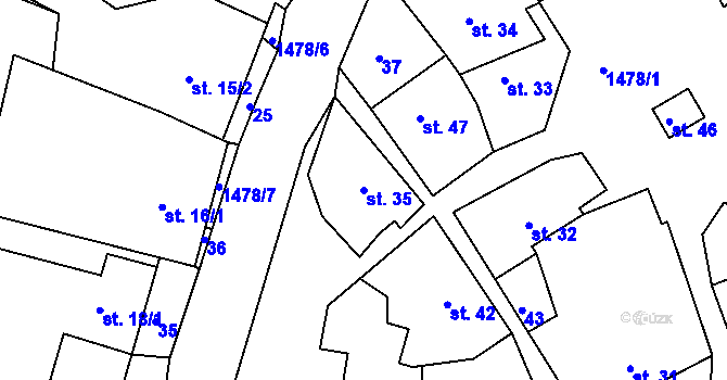 Parcela st. 35 v KÚ Rohozec u Tišnova, Katastrální mapa