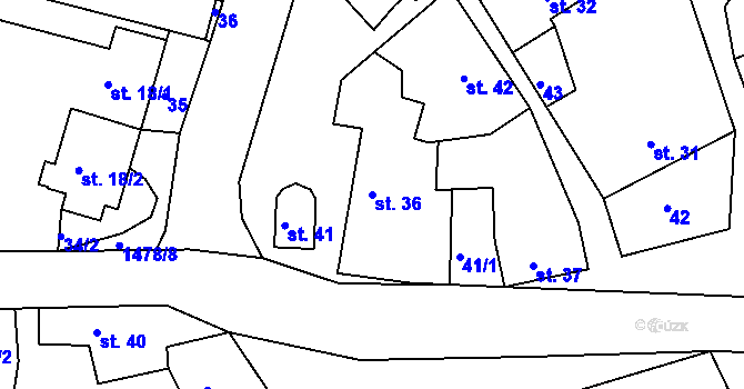 Parcela st. 36 v KÚ Rohozec u Tišnova, Katastrální mapa