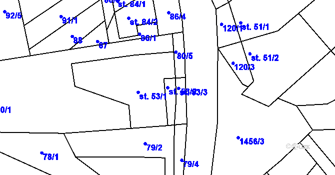 Parcela st. 53/2 v KÚ Rohozec u Tišnova, Katastrální mapa