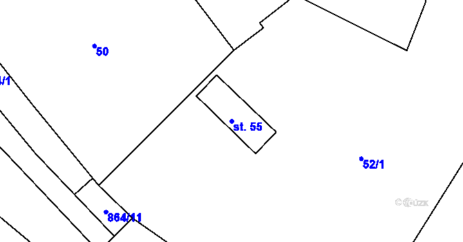 Parcela st. 55 v KÚ Rohozec u Tišnova, Katastrální mapa